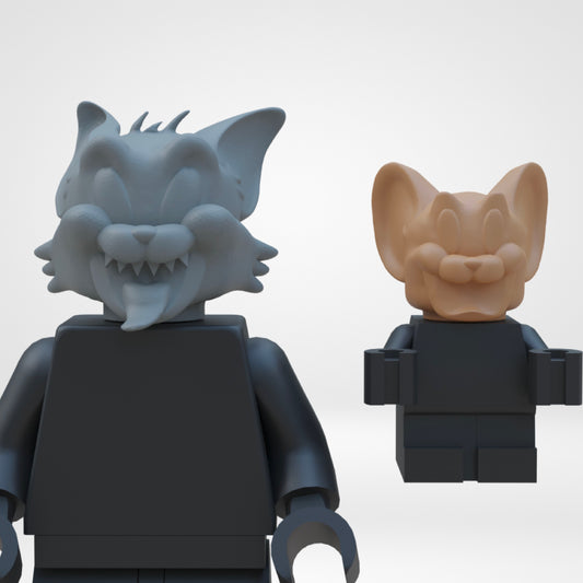 (Alt ver.) Cynical Cat & Mischievous Mouse Heads 3D Print