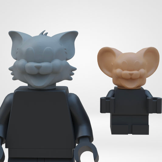 Cynical Cat & Mischievous Mouse Heads 3D Print